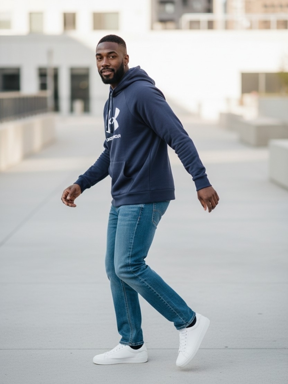 Under Armour Navy Hoodie with White Logo